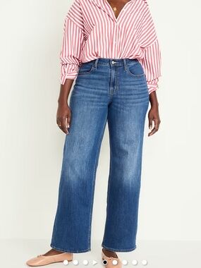 Old Navy High-Rise Wide-Leg Jeans - Medium Blue (Petite)